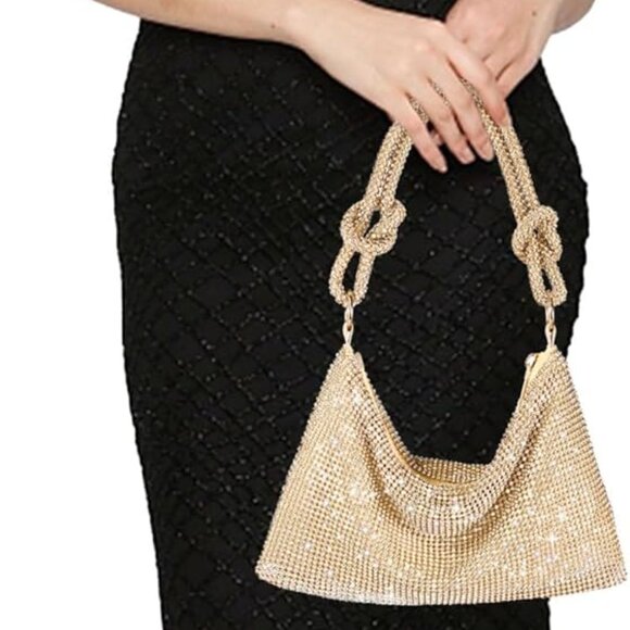 Rhinestone Purse Sparkly Evening bag Silver Clutch for Women Party Prom - Picture 5 of 8